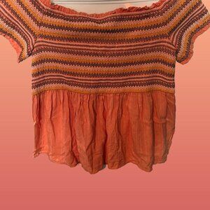 NWT Coco + Jaimeson Francesca's Collection Smocked Off Shoulder Babydoll Top